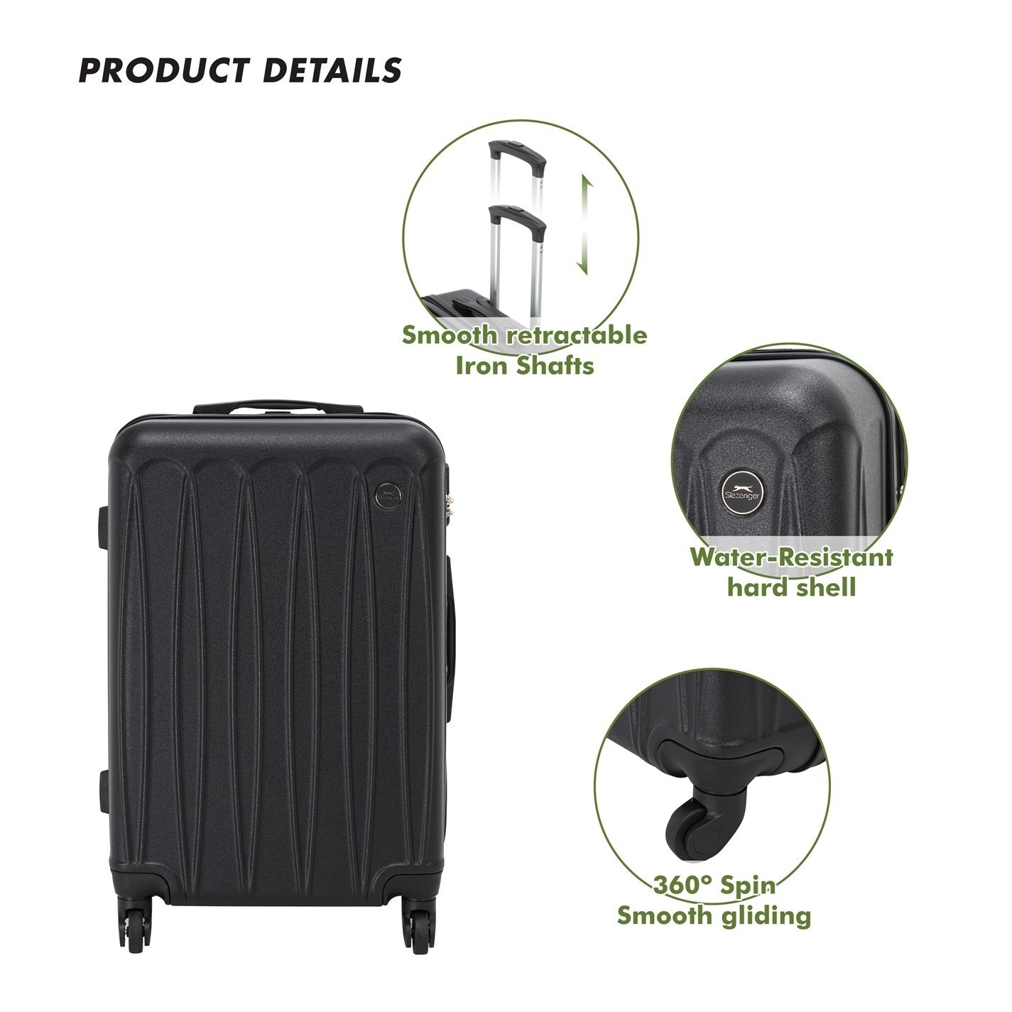 Slazenger | 3 Piece Suitcase Set | Unisex | Black | Ace
